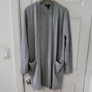Forever 21 Light Gray Open-Front Pocket Cardigan